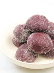red velvet bread on a white bowl