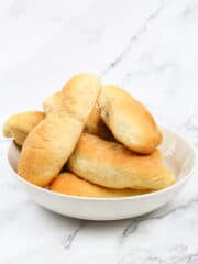delicious Filipino Spanish bread in a white bowl