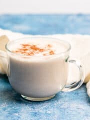 vegan eggnog in a glass cup