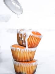 mini blueberry lemon muffins drizzled with lemon and sugar mix