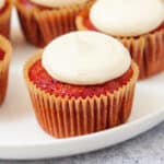 red velvet cupcakes with frostings