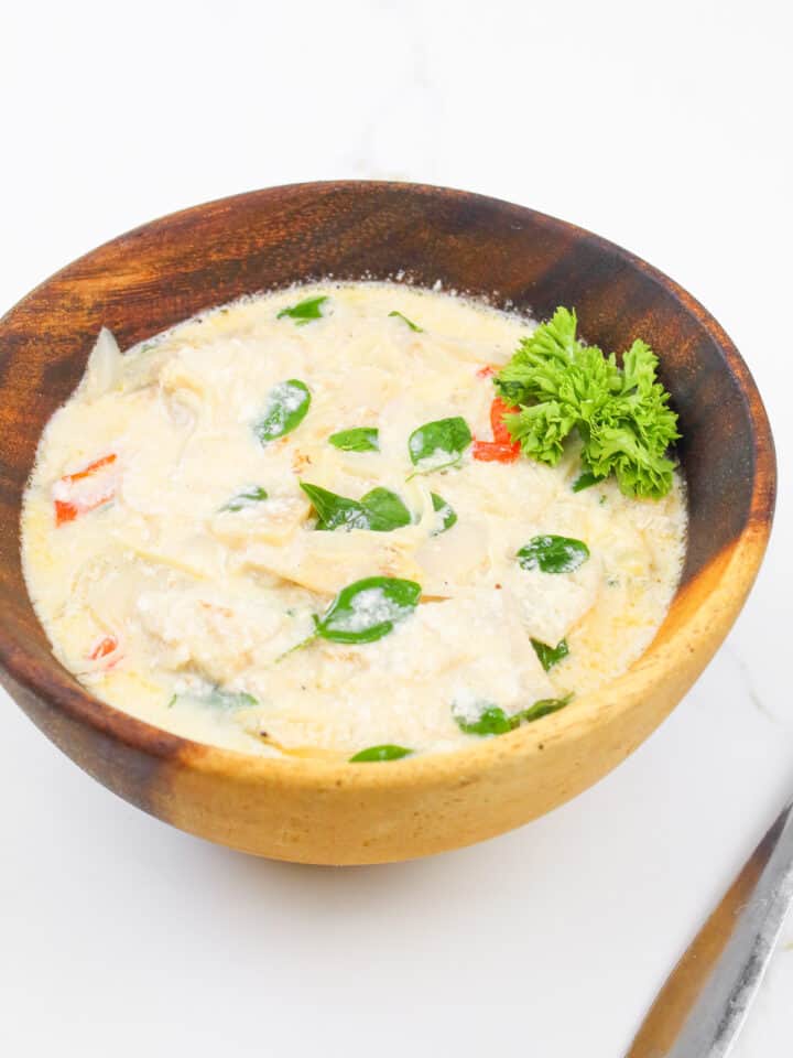 ginataang langka in a wooden bowl