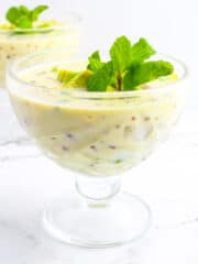 avocado sago jelly in a clear glass