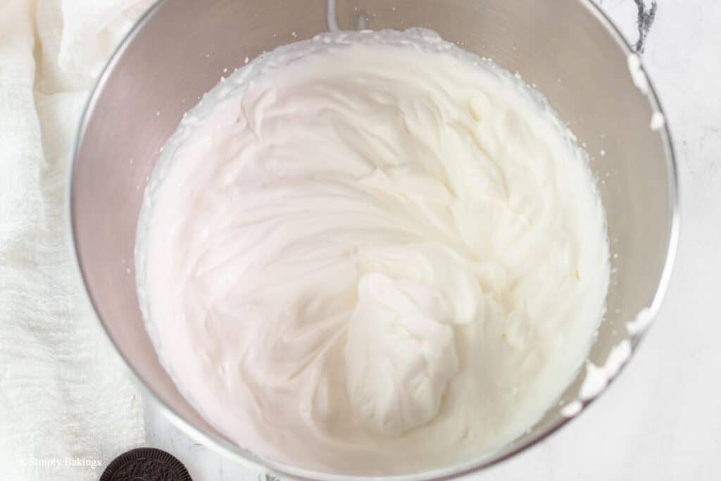 heavy whipping cream in a large bowl