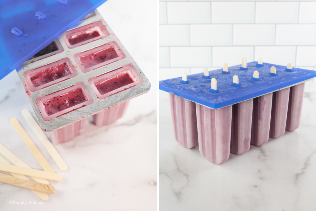 fruit smoothie on popsicle molds with stick 