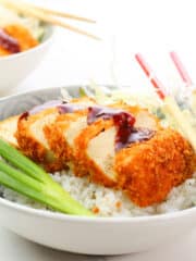 tofu katsu with steamed rice