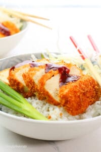 tofu katsu with steamed rice