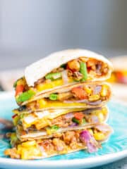healthy and delicious vegetarian quesadillas on a plate