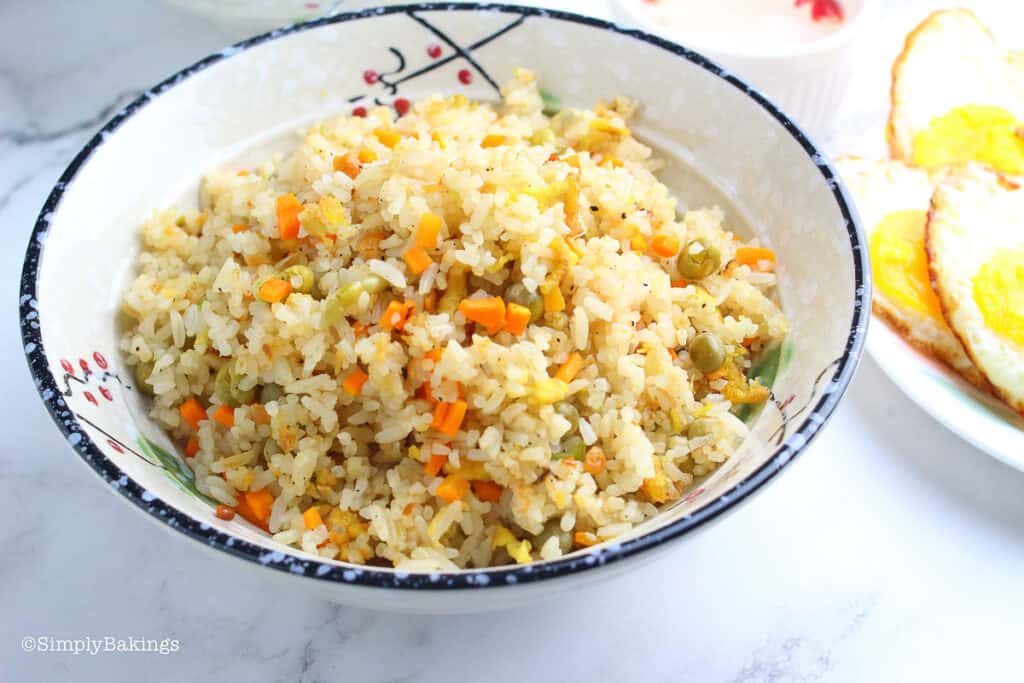 a bowl of healthy and delicious garlic fried rice