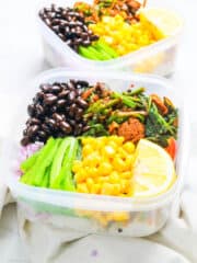 two delicious and healthy vegan Filipino Taco Salad Bowls