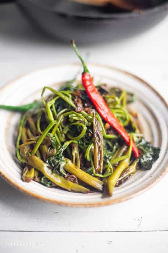tasty adobong kangkong on a plate