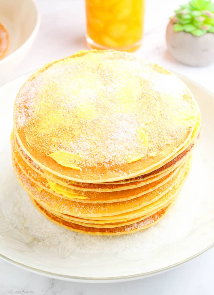 a stack of delicious pinoy hotcakes on a plate
