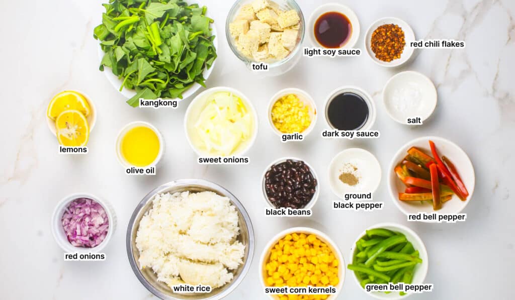 ingredients for the Filipino Taco Bowl recipe