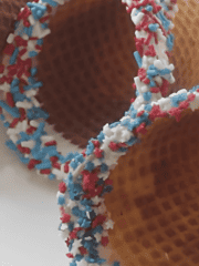 cone waffles with colorful sprinkles