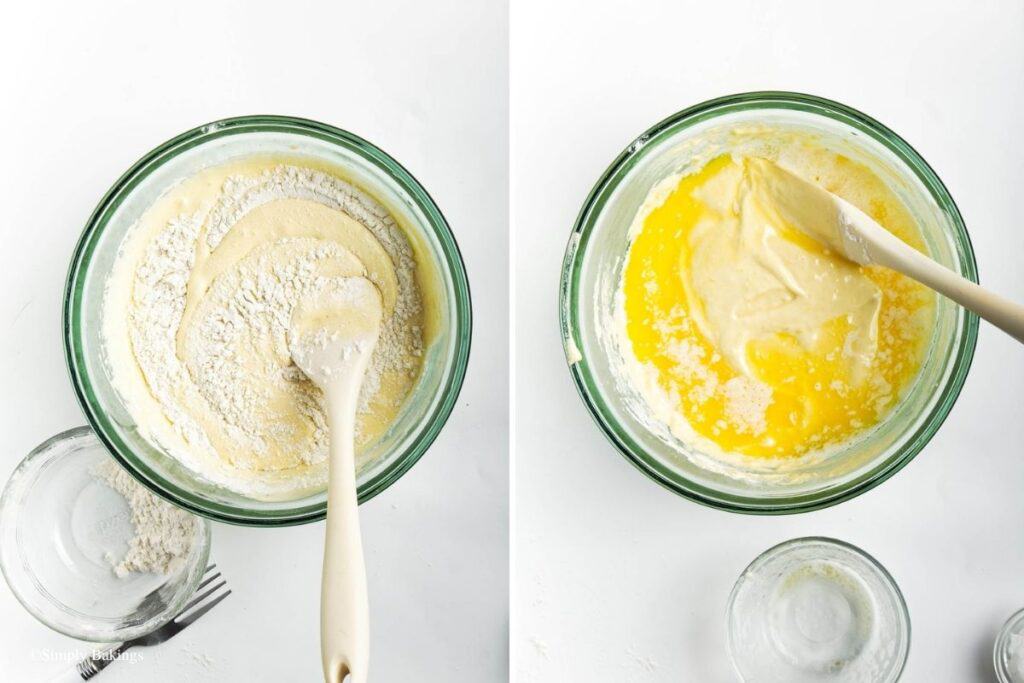 melted butter stirred into the batter