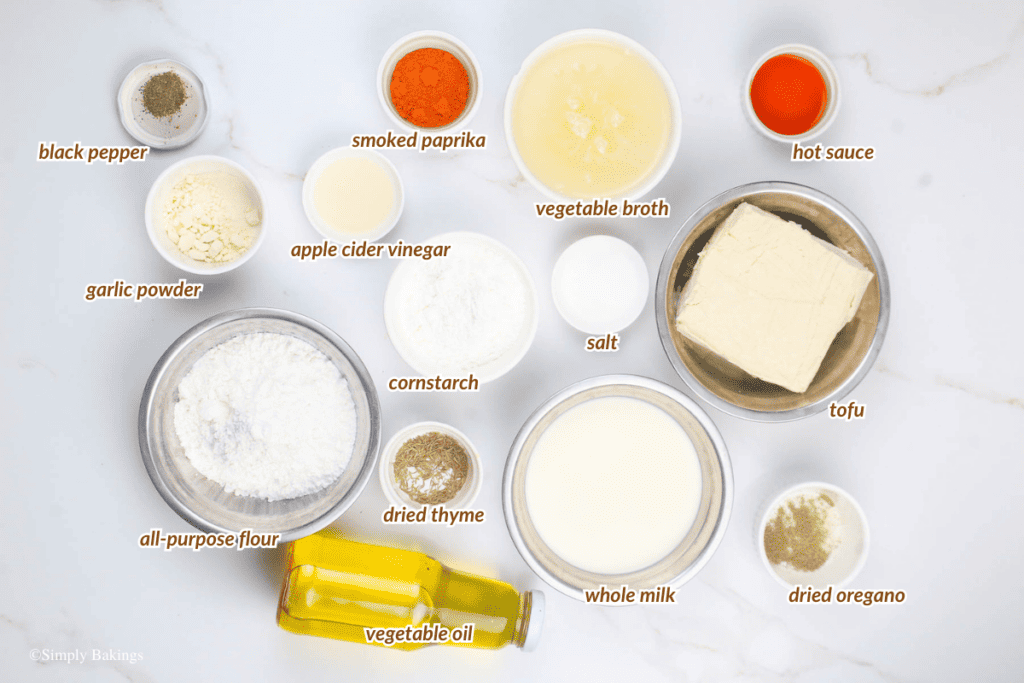list of ingredients of vegan fried chicken tofu
