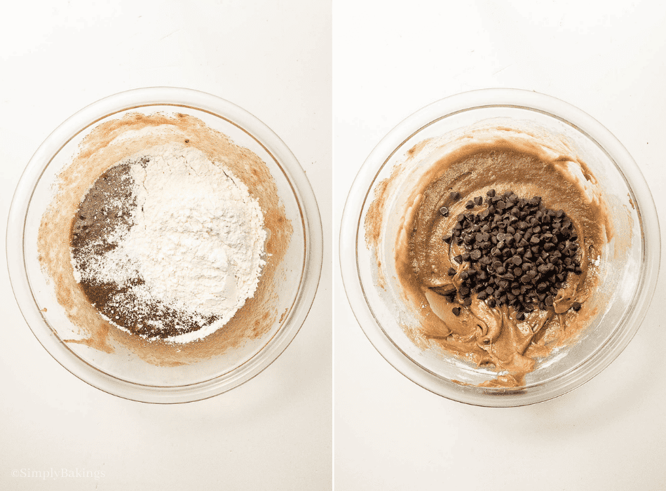 added the flour, salt, chocolate chips to make a thick chocolate chip batter