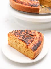Filipino cornmeal bibingka topped with torched sugar