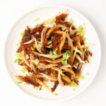 crunchy vegan fried dilis fish on a serving plate