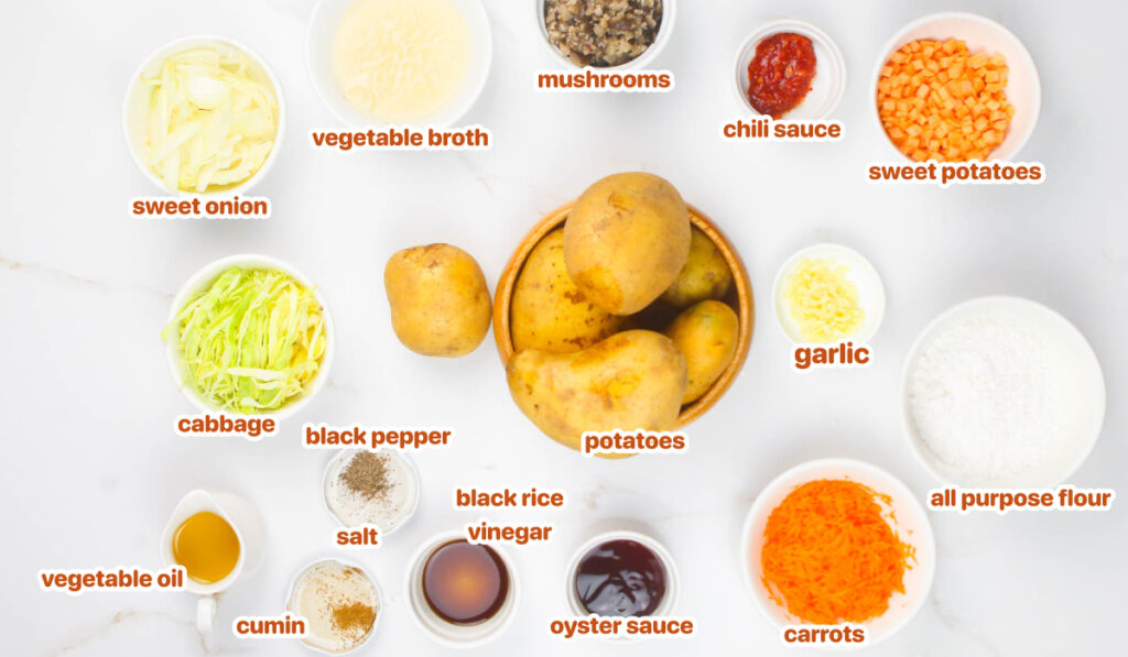ingredients for stuffed Filipino potato cakes recipe