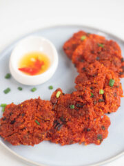 healthy filipino okoy garnished with spring onions