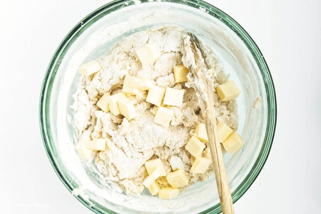 added cubbed butter