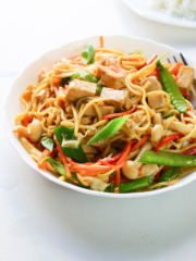 Hunan Chow Mein in a white bowl