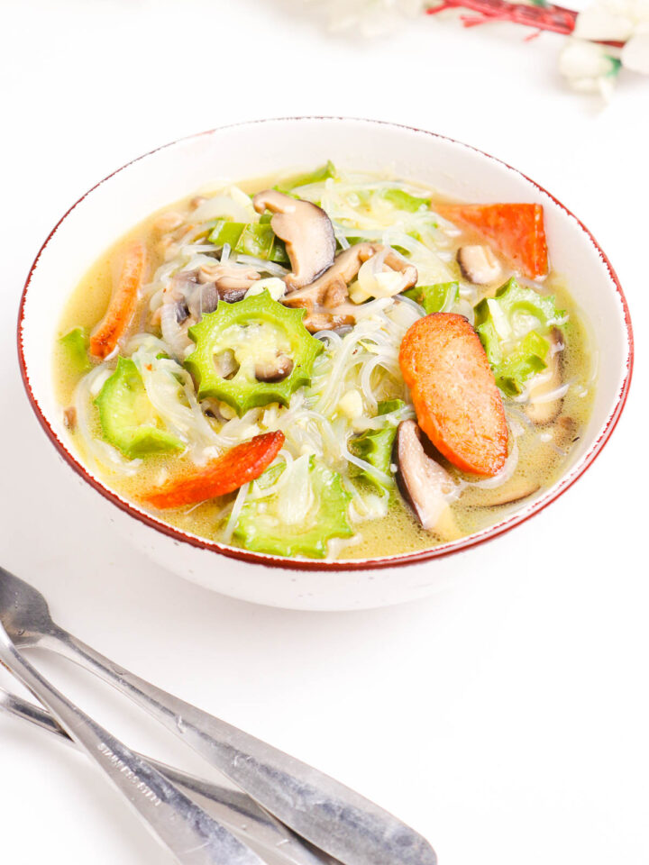 healthy and delicious ginisang patola in a white bowl