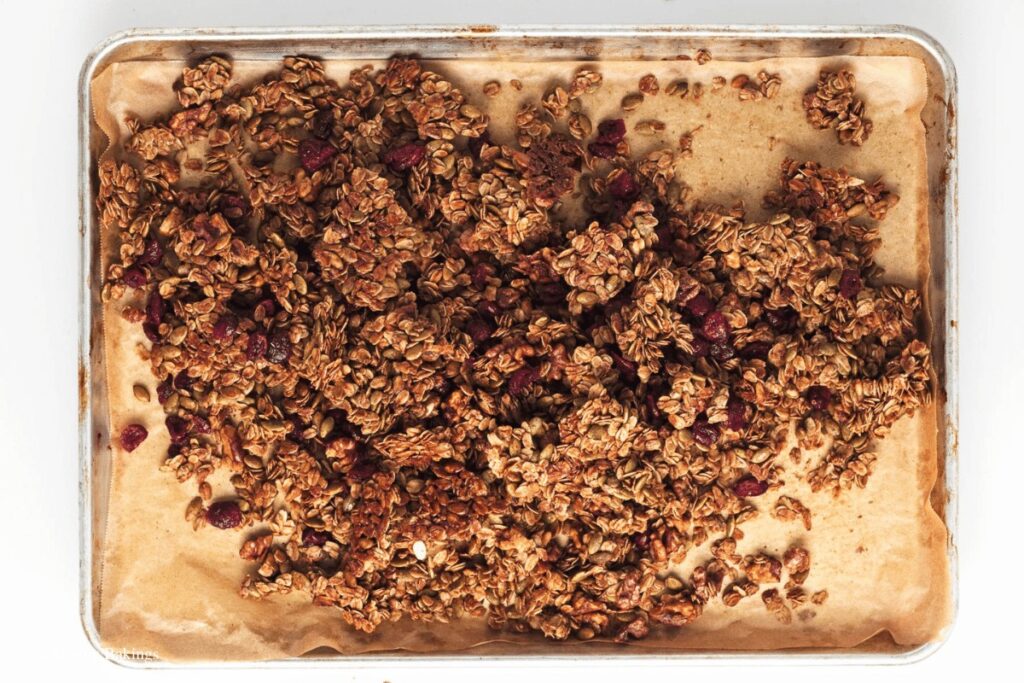 crumbled mixture with cranberries