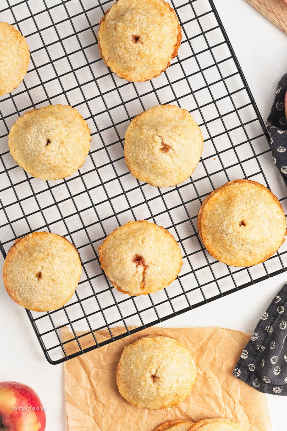 tasty apple cookies on a wire rack