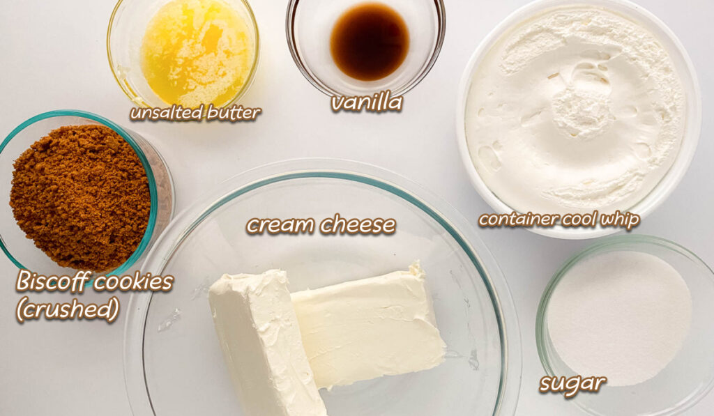 ingredients for biscoff cheesecake bars recipe