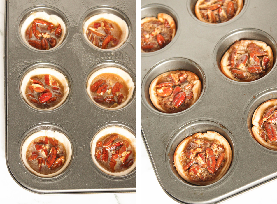 baked the mini pecan pies then cooled in the pan for a few minutes before removing