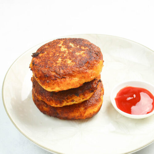 Stuffed Filipino Potato Cakes on a white plate