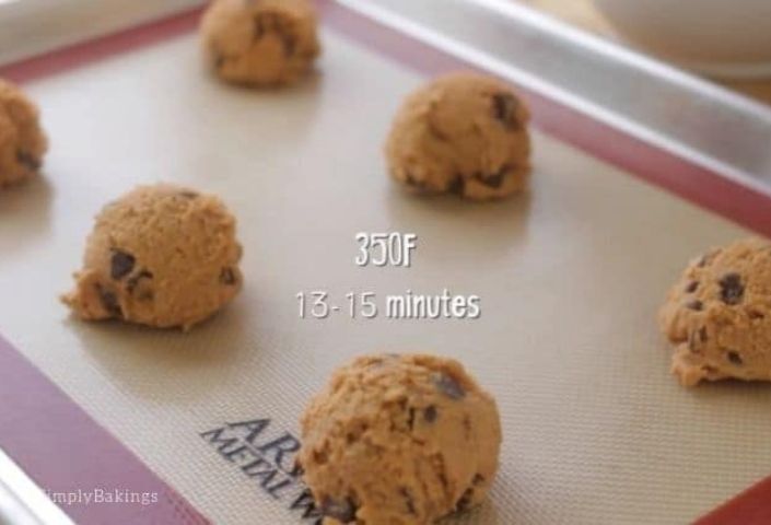 cookie dough balls on a baking pan ready to be baked