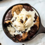 Cookie skillet on a marble table