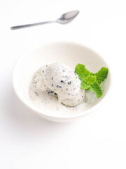 Black Sesame Ice Cream in a white bowl
