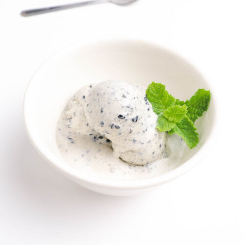 Black Sesame Ice Cream in a white bowl