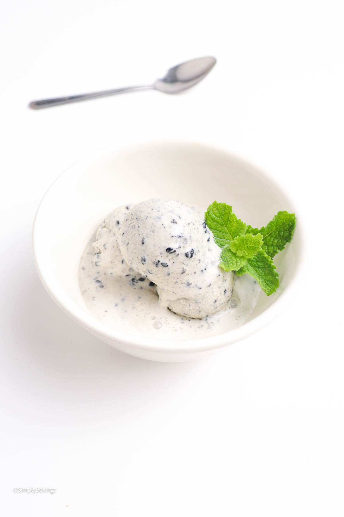 Black Sesame Ice Cream in a white bowl