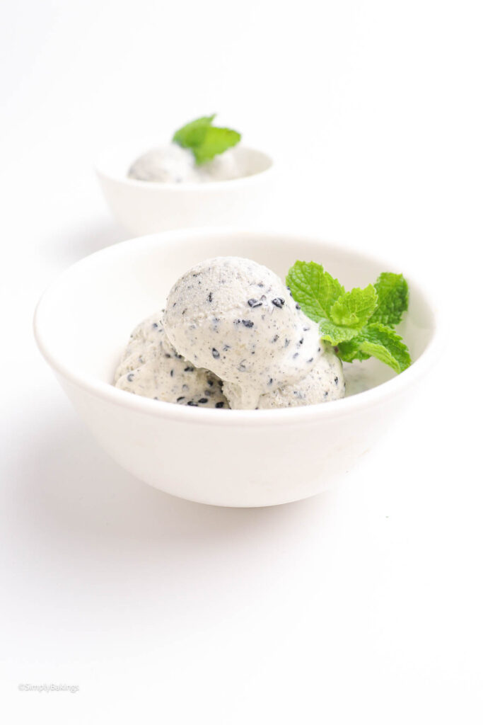 Bowl with scoops of Black Sesame ice cream