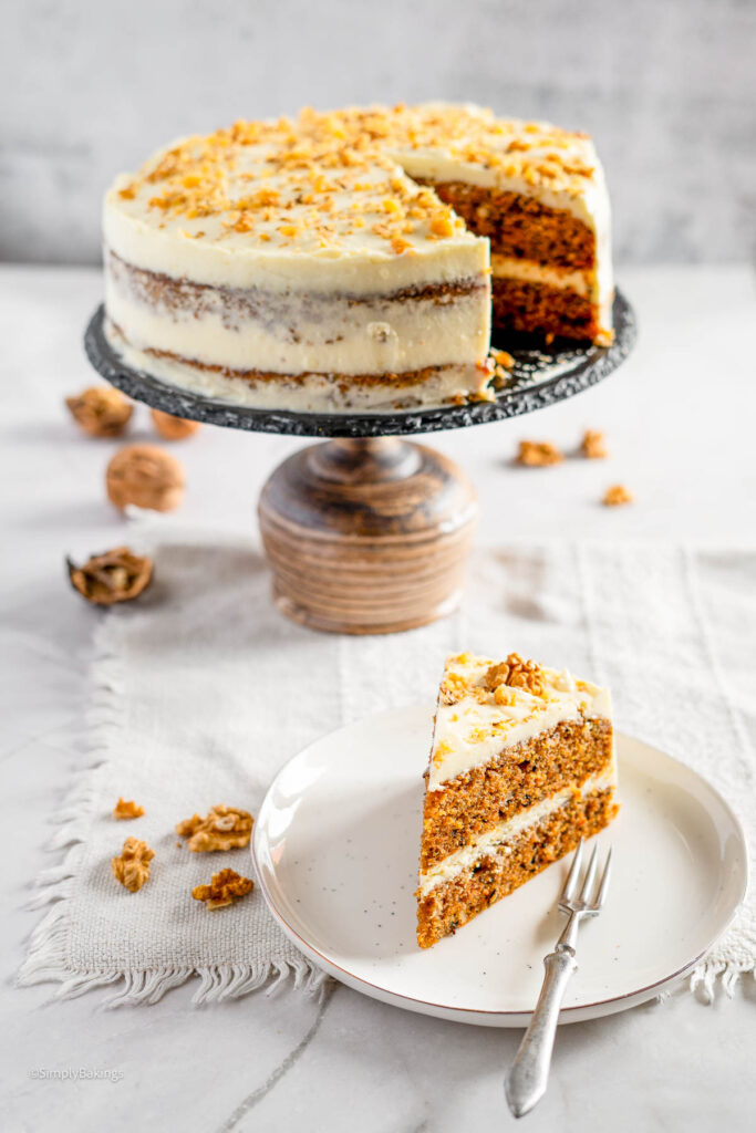 Delicious filipino style carrot cake slice on a plate