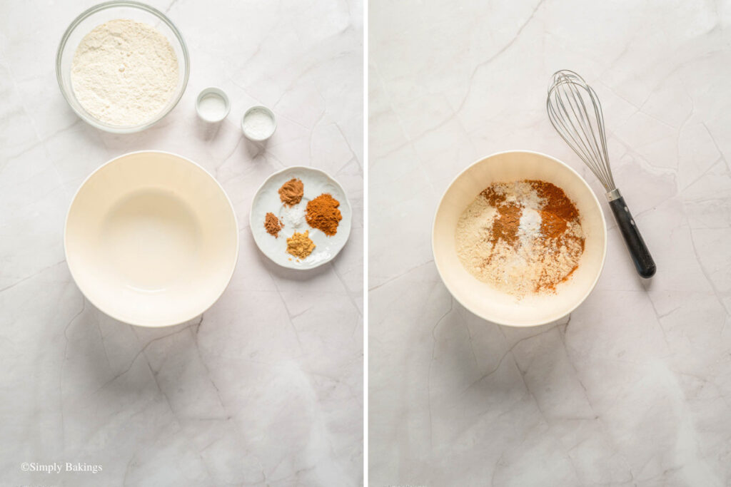 A whisk and bowl to mix the dry ingredients together