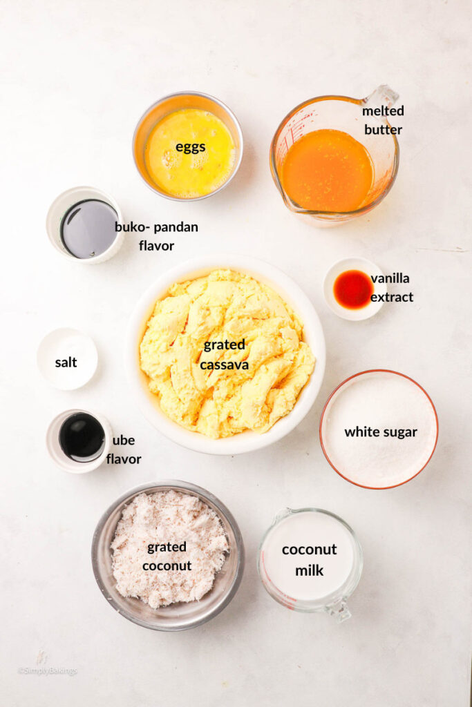 Ingredients on separate white bowls