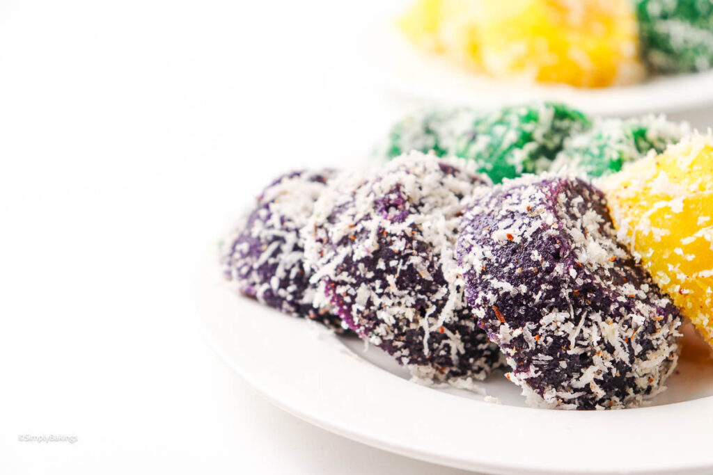 Pichi-Pichi coated with coconut flakes on a plate