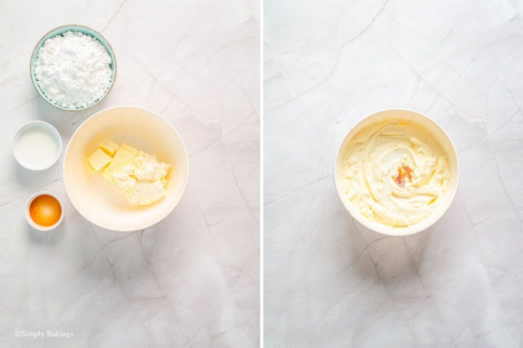 Butter mixed well with vanilla and sugars