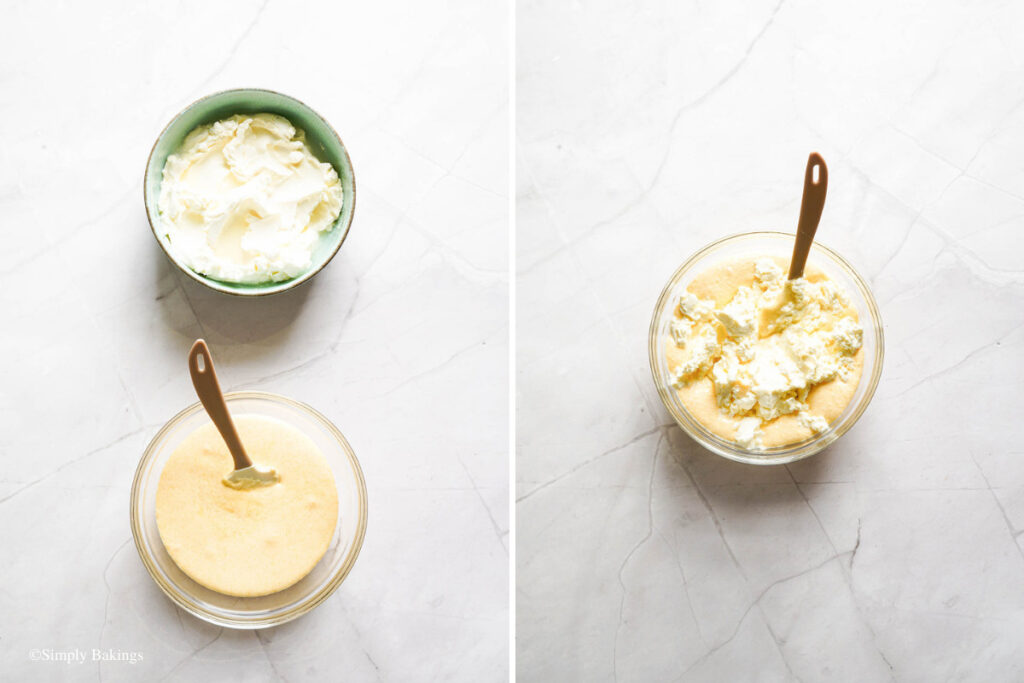 Cheese folded into the egg mixture