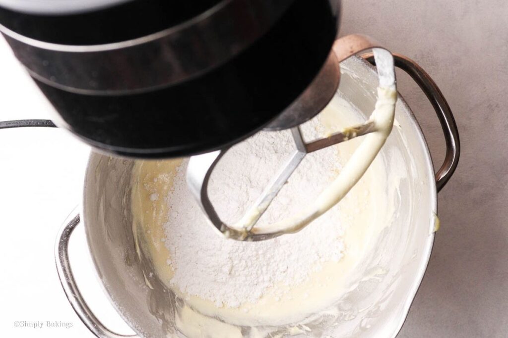 Dry ingredients mixed into the batter