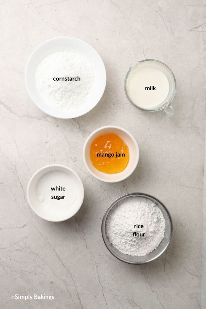 All ingredients in separate white bowls