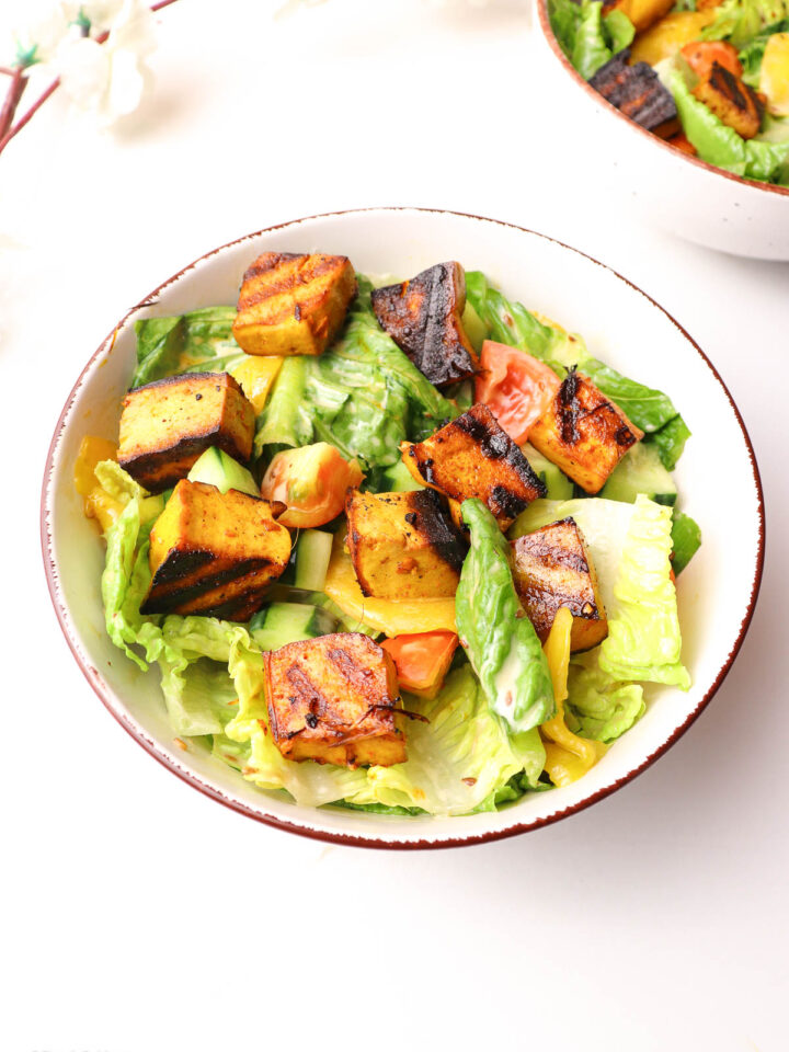 A white bowl of delicious Sesame Tofu Salad