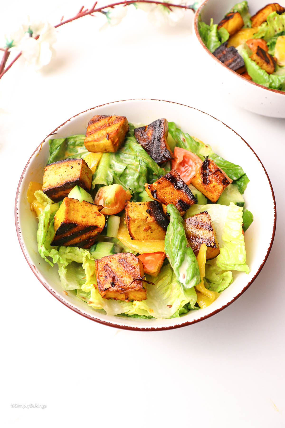 A white bowl of delicious Sesame Tofu Salad