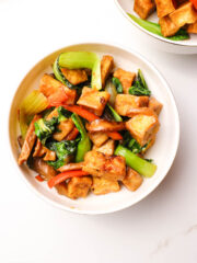 A bowl of hot Stir Fried Tofu in delicious Miso Sauce